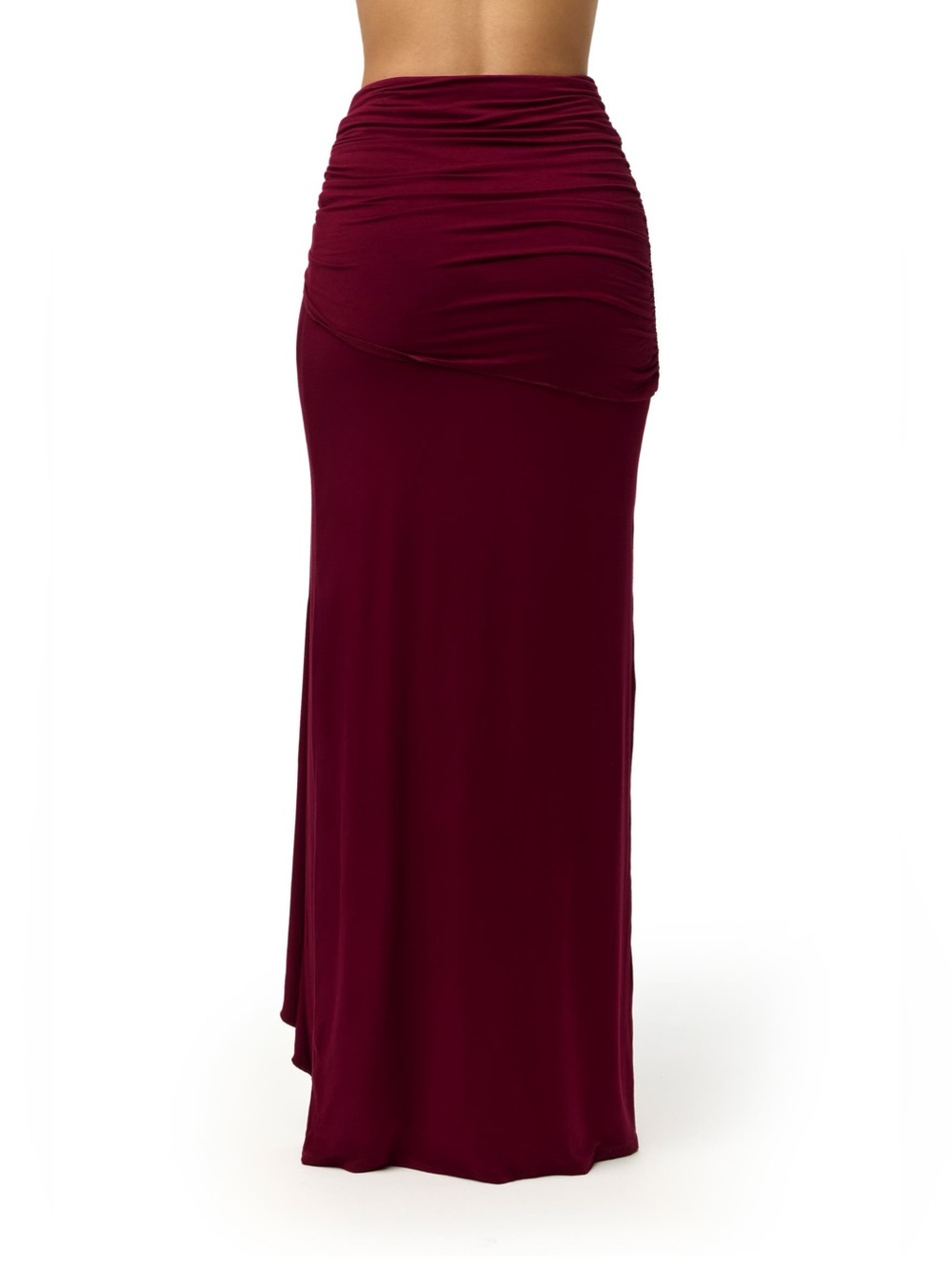 Naked Wardrobe U-Wire Ruched Maxi Skirt Sangria - Picture 2 of 12